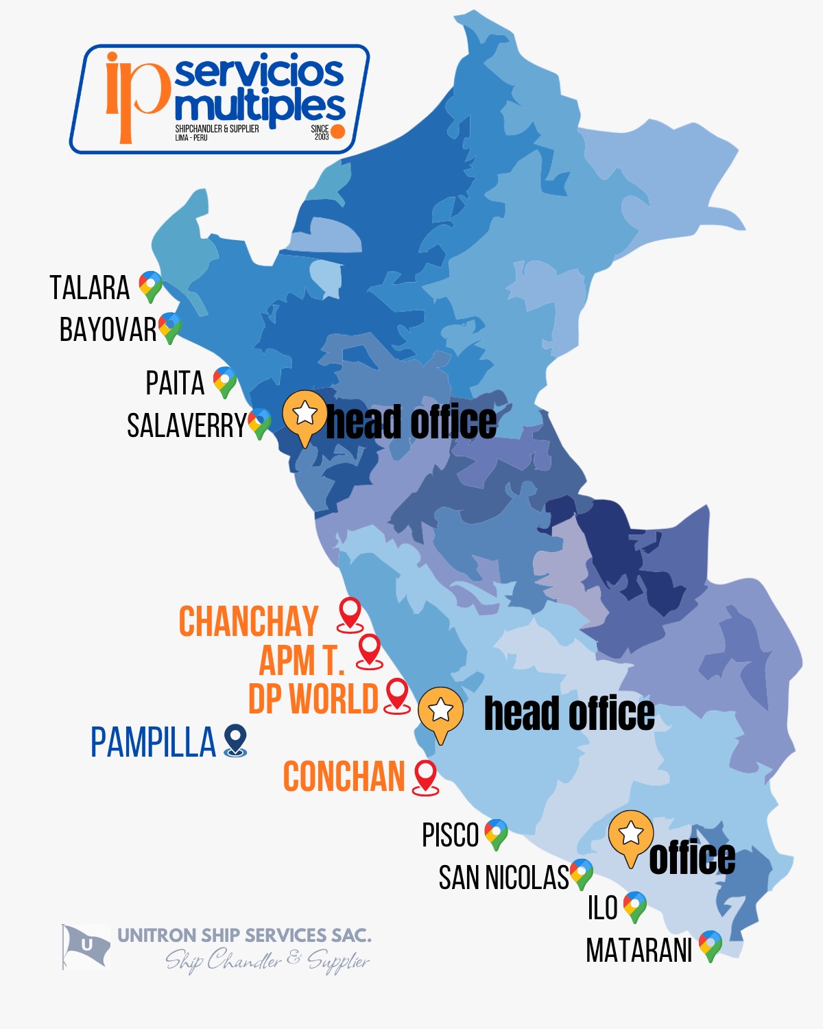 Trabajamos en todos los puertos del litoral peruano.
